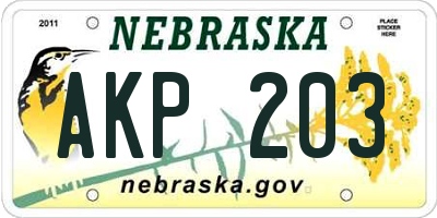 NE license plate AKP203
