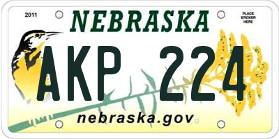 NE license plate AKP224