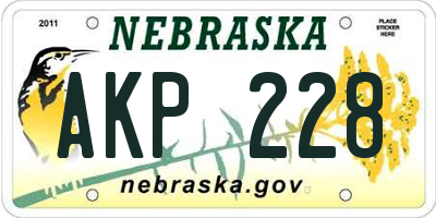 NE license plate AKP228
