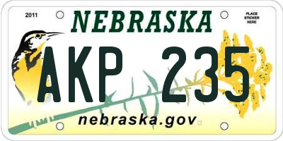 NE license plate AKP235