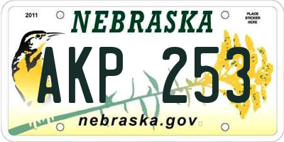 NE license plate AKP253