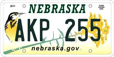NE license plate AKP255