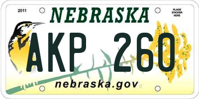 NE license plate AKP260