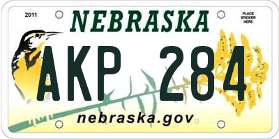NE license plate AKP284