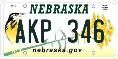 NE license plate AKP346