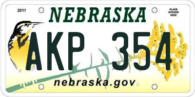 NE license plate AKP354