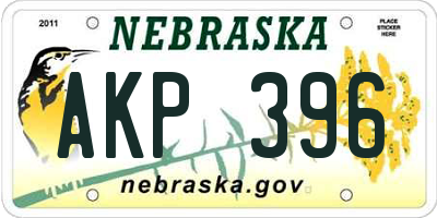 NE license plate AKP396