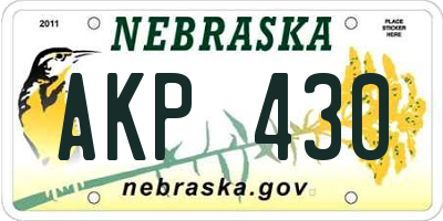 NE license plate AKP430