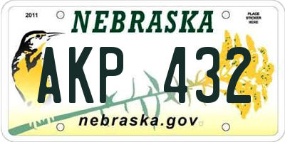 NE license plate AKP432