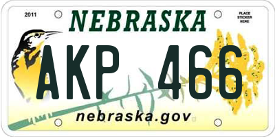 NE license plate AKP466