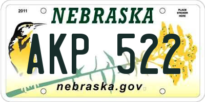 NE license plate AKP522