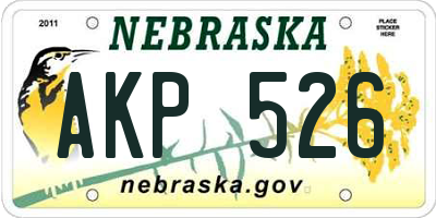 NE license plate AKP526