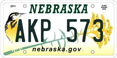 NE license plate AKP573