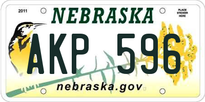 NE license plate AKP596