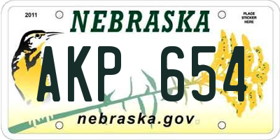 NE license plate AKP654