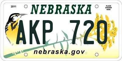 NE license plate AKP720