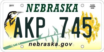 NE license plate AKP745