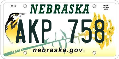 NE license plate AKP758