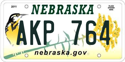 NE license plate AKP764