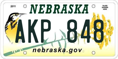 NE license plate AKP848
