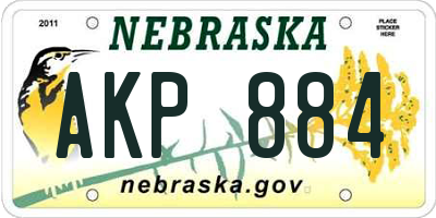 NE license plate AKP884