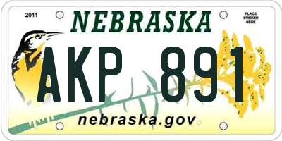 NE license plate AKP891
