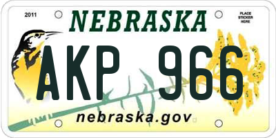NE license plate AKP966