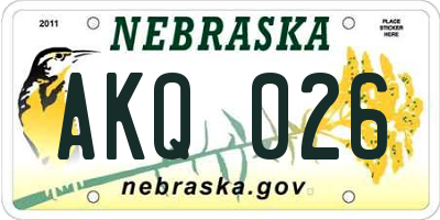 NE license plate AKQ026