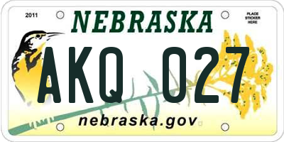 NE license plate AKQ027