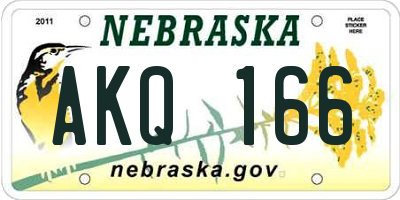 NE license plate AKQ166
