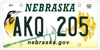 NE license plate AKQ205