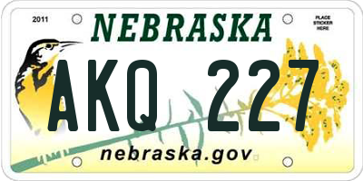 NE license plate AKQ227