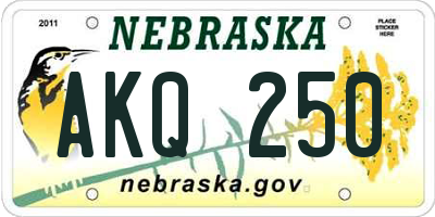NE license plate AKQ250