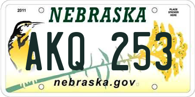 NE license plate AKQ253