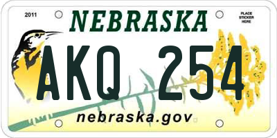 NE license plate AKQ254