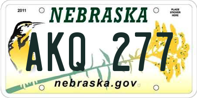 NE license plate AKQ277