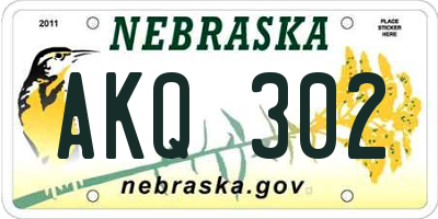 NE license plate AKQ302