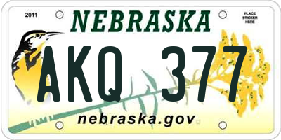 NE license plate AKQ377
