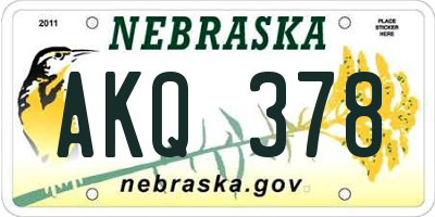 NE license plate AKQ378