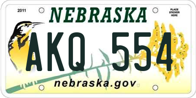 NE license plate AKQ554