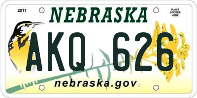 NE license plate AKQ626