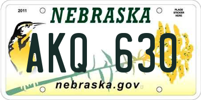 NE license plate AKQ630