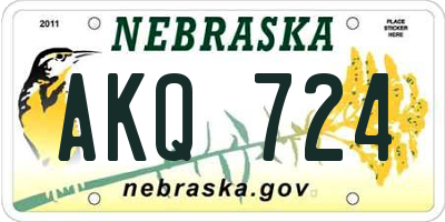 NE license plate AKQ724