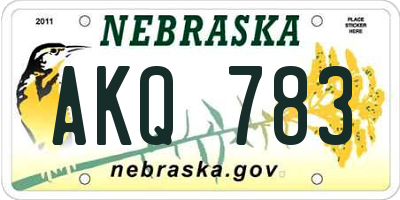 NE license plate AKQ783