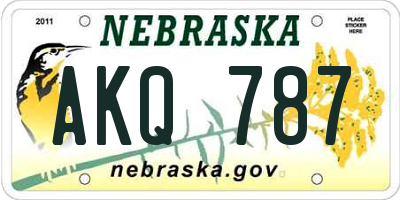 NE license plate AKQ787