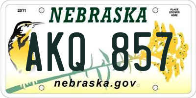 NE license plate AKQ857