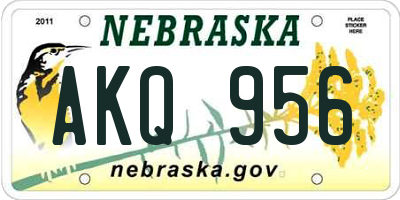 NE license plate AKQ956