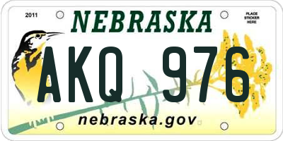 NE license plate AKQ976