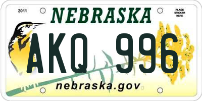 NE license plate AKQ996
