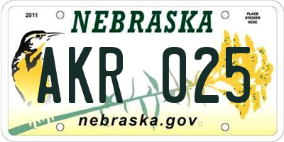 NE license plate AKR025